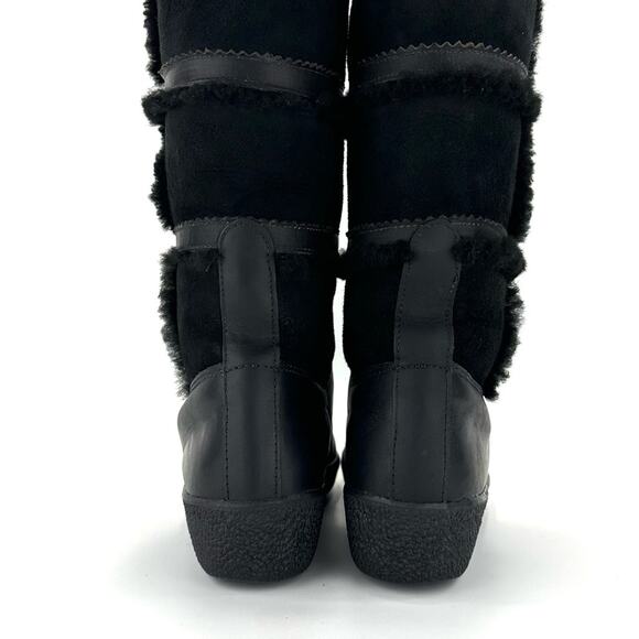 Dival Italy Elisa Black Winter Boot Sz 8 Leather Wool Lining Low Wedge Mid-Calf - Picture 13 of 15